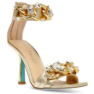 Betsey Johnson Women's Moera Rhinestones Dressy Ankle Strap Heels Sandals - 9.5
